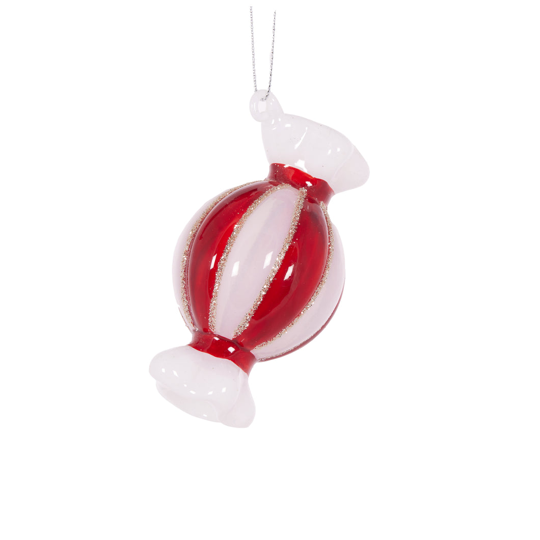 Red and White Wrapped Lolly Ornament