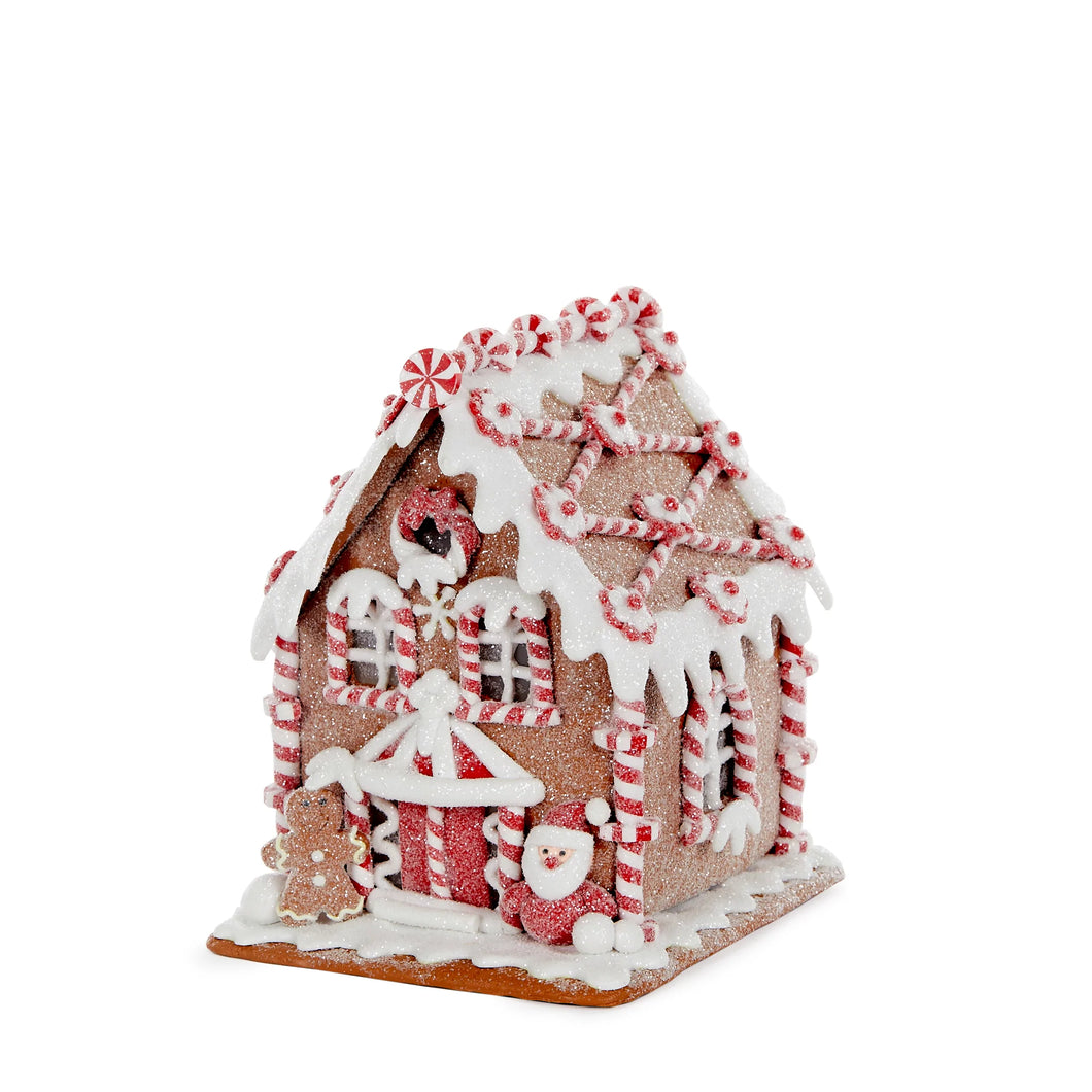 LED Gingerbread House With Santa