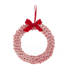 Load image into Gallery viewer, Red and White Strap Wreath Large
