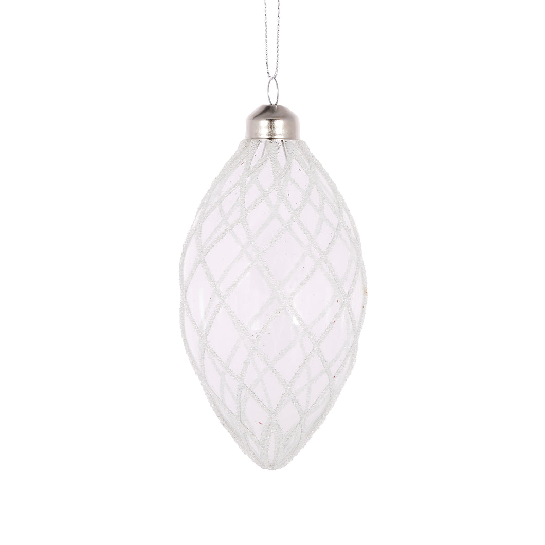White Quilted Drop Bauble