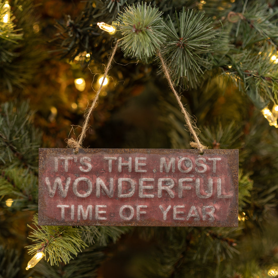 Red Most Wonderful Time Of The Year Ornament Sign