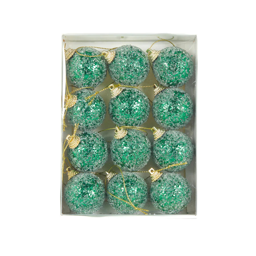 Mini Green Sugar Baubles 12pk