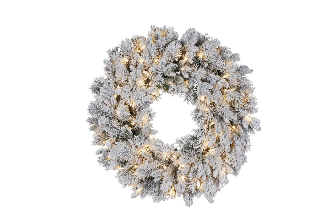 76cm Snowy Atica Christmas Wreath with Lights